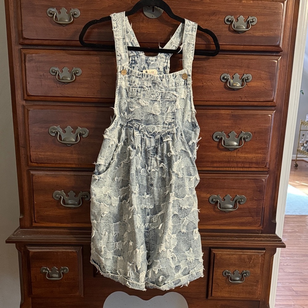 Women’s BiBi Distressed Denim Short Overalls